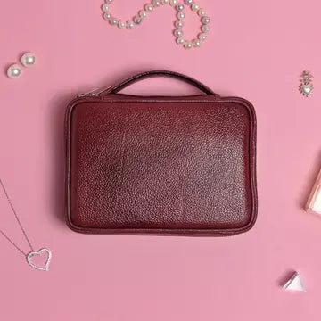 Travel Jewellery Bag - Merlot Cherry